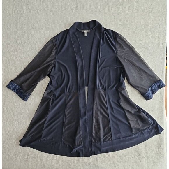 R&M Richards Woman 2 Piece Dress Suit Navy with Blue Embellishments Quiet Luxury - Picture 14 of 16